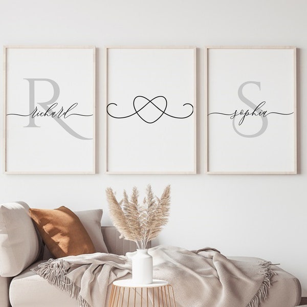 40% OFF Couple Bedroom sign, Personalised Couple Name Initial Monogram  set of 3, Custom Engagement Wedding Anniversary gift