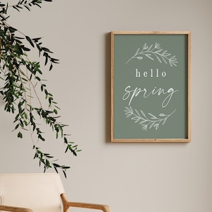 Letrero de Hola Primavera / Letrero de Madera con Marco de Primavera / Decoración de Primavera de Estilo Rural / Arte de Pared Rústico / Letreros para Primavera