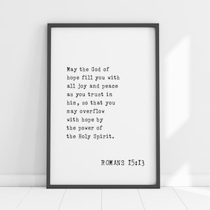 Römer 15:13 Wand Kunst Druck | Gott der Hoffnung Zitat | Joy & Peace Wohnkultur | Inspirierende christliche Kunst für Wohnzimmer