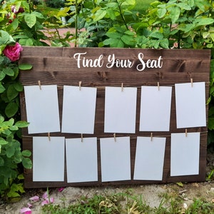 Find Your Seat Wedding Sign Handcrafted Walnut Wood Seating Chart Calligraphic Rustic Wedding Décor