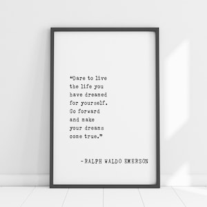 Ralph Waldo Emerson gerahmtes Zitat - Wagen Sie, das Leben zu leben, das Sie geträumt haben - Inspirierende Wandkunst & motivierendes Dekor