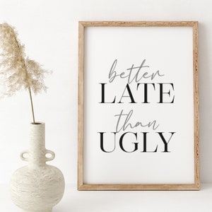 Lustig Badezimmer Holzschild, Badezimmer Holz Dekor, Geschenk für sie, besser spät als hässlich, Badezimmer Wand Kunst
