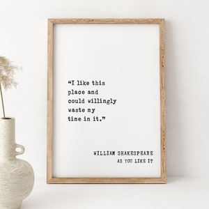 Cita enmarcada de William Shakespeare - Letrero de regalo de inauguración de la casa - Decoración de madera - Arte de pared "Me gusta este lugar"