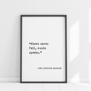 Gerahmtes Zitat - Wo Worte versagen, Musik spricht - Geschenk für Musiker, Sänger, Künstler - Inspirierende Wandkunst & Wohndekor