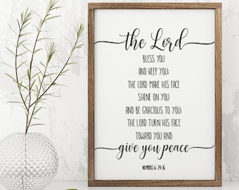 May The Lord Bless You And Keep You Sign, Scripture Wall Decor , Christian Wall Decor, Living Room Art, Scripture Numbers 6:24-26