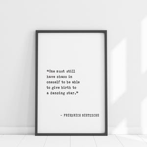 Impresión con cita de Nietzsche - Así habló Zaratustra, póster de filosofía inspiradora "Caos en uno mismo", decoración motivacional para el hogar