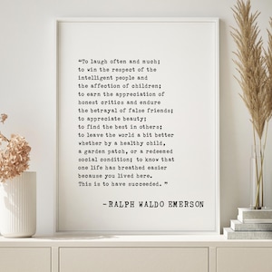 Ralph Waldo Emerson Zitat Print - "To Laugh Oft & Find Beauty" Inspirierende Wandkunst für Wohnkultur, Geschenkidee für Freunde
