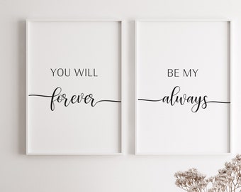 Schlafzimmer Wand Dekor | Schild für Obenbett | You Will Forever Be My Immer mein immer Schild | 2er Set Master Schlafzimmer Wanddekoration | Oben Bett Schilder