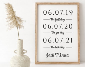 First Day Yes Day Best Day Custom Wood Sign, Best Dates Wedding Sign - Wedding Sign - Wedding Decor - Wedding Gift