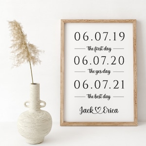Primer día, sí, día, mejor día, letrero de madera personalizado, letrero de boda con las mejores fechas, letrero de boda, decoración de boda, regalo de boda