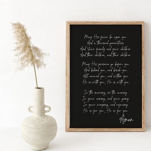 The Blessing Song Kari Jobe, May His Favor Be Upon You, Scripture Song Sign, Christian Wall Art, Black Background Gift For Christmas