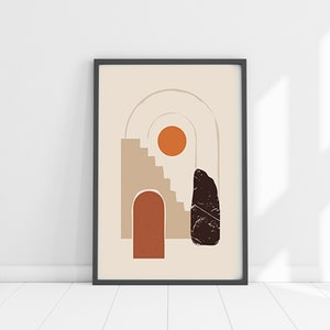 Arte de pared de galería boho, moderno de mediados de siglo, impresiones en colores neutros, decoración del hogar hecha a mano, decoración boho, regalo para Navidad