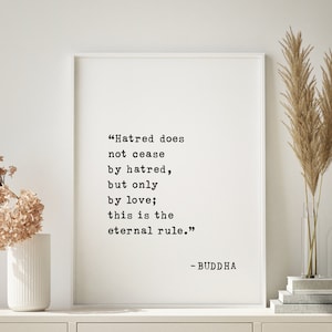 "Buddha Zitat Holzschild - ""Hatred Ceases Due Love"" Inspirierende Dekoration, Buddhismus Wandkunst, Achtsamkeit Geschenk."