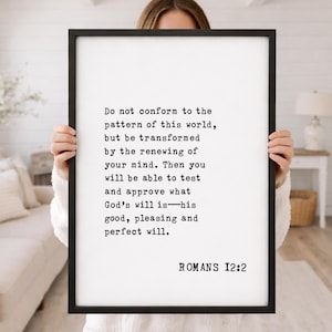 Romans 12:2 Wall Art Decor - Transform Your Mind, Inspirational Scripture Print for Home & Office, Faith-Based Decor