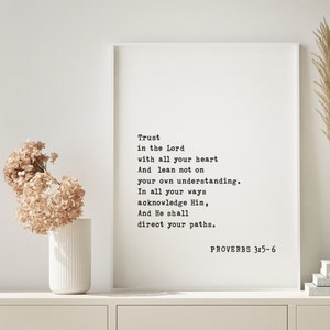 Proverbios 3:5-6 Letreros de madera, letreros con versículos bíblicos, decoración de pared con las Escrituras, arte de pared inspirador, arte de pared con las Escrituras, decoración de sala de estar