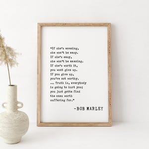 Bob Marley Zitat Wandkunst - Inspirierender "if She's Amazing" Druck für motivierende Wohnkultur, Beziehungsgeschenk, positive Affirmation