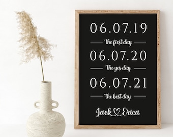 First Day Yes Day Best Day Custom Wood Sign, Best Dates Wedding Sign - Wedding Sign - Wedding Decor - Wedding Gift- Black Backround