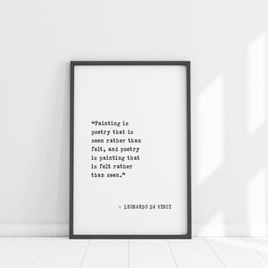 Leonardo da Vinci Kunstdruck - Gemälde ist Poesie, Künstler Dichter Maler Wanddekoration, Inspirationszitat Kunstwerk Geschenk