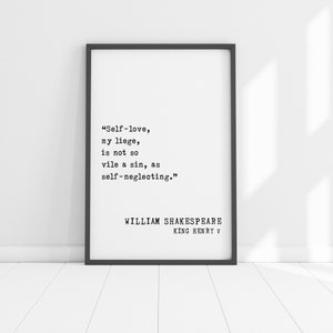 Selbstliebe Zitat Druck | William Shakespeare Henry V Eingerahmt Inspirierende Kunst über Vertrauen und Stolz