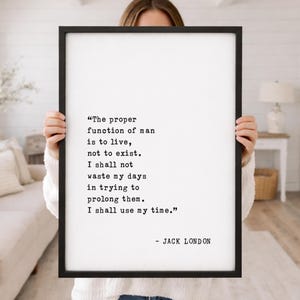 Citazione di Jack London - La funzione propria dell'uomo è vivere, non esistere. Non sprecherò i miei giorni cercando di prolungarli, usa il mio tempo.