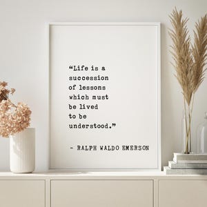Arte con citas de Ralph Waldo Emerson: Lecciones de vida, impresión inspiradora para profesores, aprendizaje y decoración educativa.