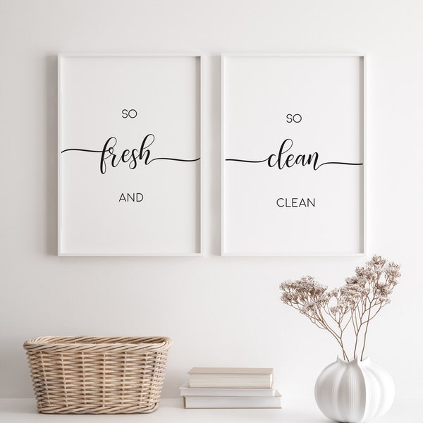 40% OFF So Fresh And So Clean Clean Wall Art Bathroom Home Decor Kids Bathroom Art Quotes Prints Funny Bathroom Signs