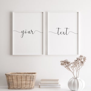 Conjunto personalizado de 2 decorações de parede, conjunto personalizado de 2 impressões de parede, citação de impressão personalizada, citação personalizada para impressão, placa para cima da cama, conjunto de 2 decorações de parede