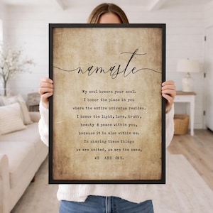 Namaste Definition Holzschild, Farmhaus Yoga Wandkunst