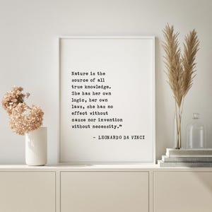 Leonardo da Vinci Zitat Wandkunst - Die Natur ist die Quelle allen wahren Wissens Inspirational Home Decor Print