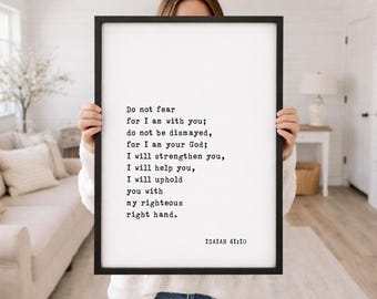 Jesaja 41:10 Bibel Vers Druck, Schrift Wandkunst Für christliches Zuhause, Taufgeschenk, fürchte dich nicht, denn ich bin mit dir, Bibel Vers Druck