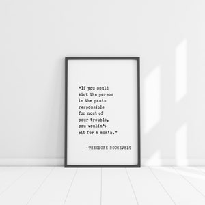 Cita de Theodore Roosevelt para decoración de pared: impresión artística inspiradora, arte de pared motivacional, decoración de oficina e idea de regalo