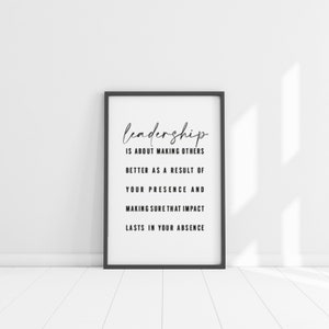 Leadership quote, Inspirational quotes, Wood frame, Office decor, Leader wood gift, Dorm decor, Boss gift, Teacher gifts, Office wall art