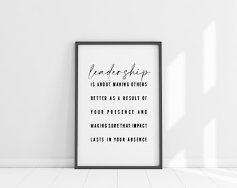 Leadership quote, Inspirational quotes, Wood frame, Office decor, Leader wood gift, Dorm decor, Boss gift, Teacher gifts, Office wall art