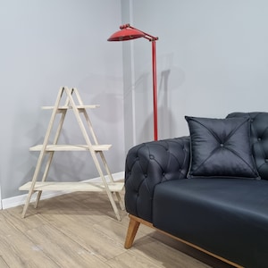 Dark Grey 3-Tier Wooden Ladder Shelf | Rustic A-Frame Bookcase, Farmhouse Decor image 8