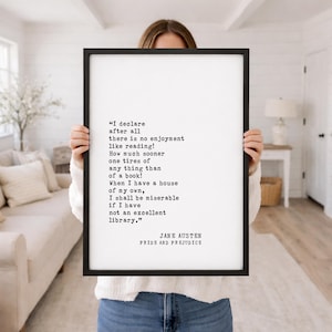 Lámina artística de Orgullo y prejuicio, cita de Jane Austen, decoración de pared literaria extragrande.