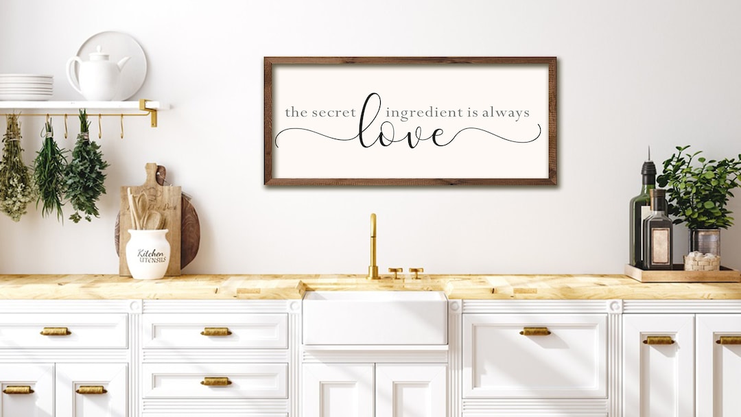 The Secret Ingredient is Always Love Wood Sign, Farmhouse Kitchen Decor ...