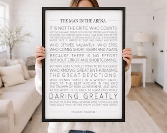 The Man in the Arena framed Inspirational Theodore Roosevelt Quote  office decor