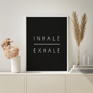 Inspire e expire Decoração de parede de madeira | Placas de madeira extragrandes | Arte de parede para quarto | Decoração para casa | Decoração para quarto | Estilo de casa de fazenda