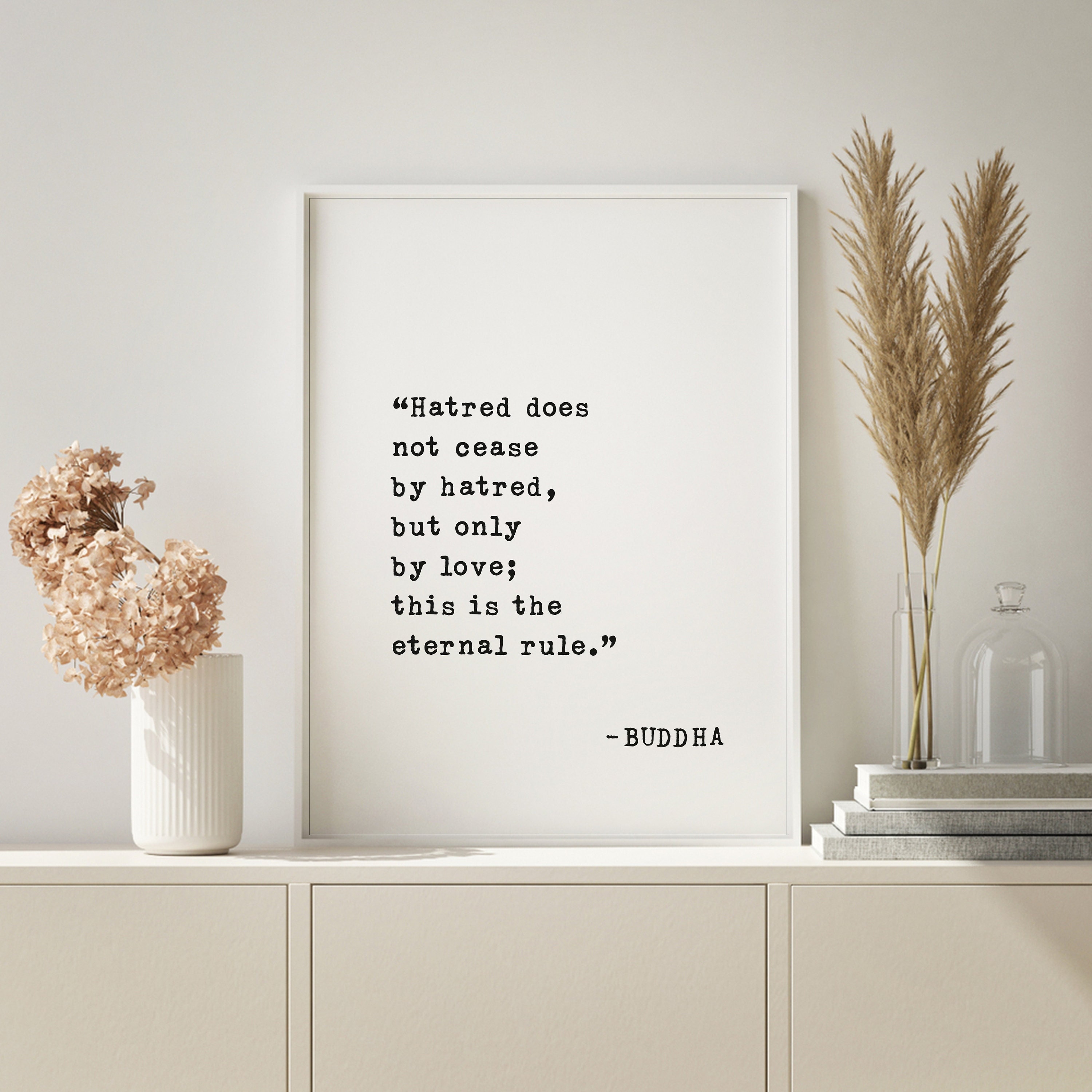 Buddha Quote Wooden Sign - "Hatred Ceases Through Love" Inspirational Home Decor, Buddhism Wall Art, Mindfulness Gift