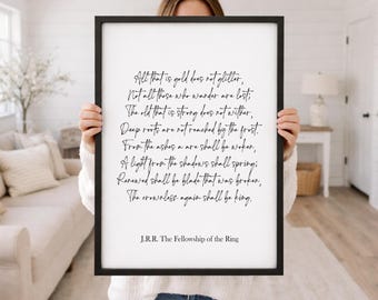 J.R.R. Tolkien Quote Print, Fantasy Book Lover Wall Art