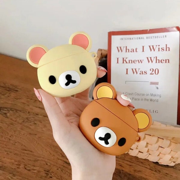 SUPER CUTE! *3D bear case, AirPods case, Apple AirPods, generation 1&2, brown and beige bears, **FREE keyclip**