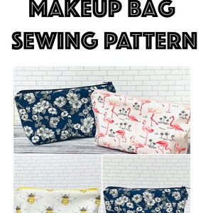 Makeup Bag Sewing Pattern, PDF Pattern, Digital File, Beginners Sewing Pattern, Zipper Bag Sewing Pattern, Pencilcase Sewing Pattern