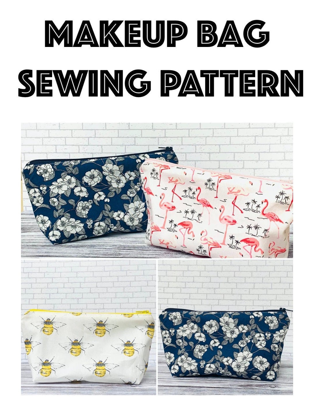 Makeup Bag Sewing Pattern, PDF Pattern, Digital File, Beginners Sewing