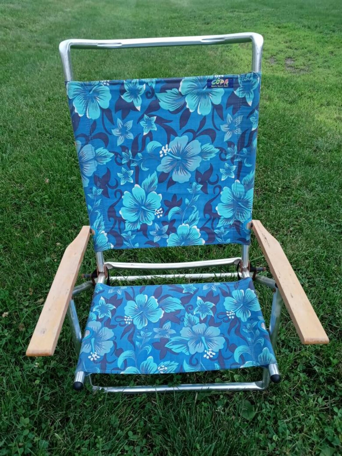 Vintage Beach Sand Chair With Wooden Armrest Multi Color Etsy