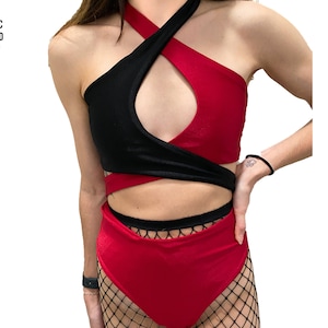 Red & Black Two Tone Rave Outfit Set |Rave Set
