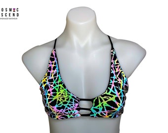 Haut 3 lignes à chaînes réfléchissantes | Ensemble Rave | Ensemble festif