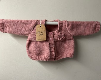 Knitted Flower Motif Baby Girls Cardigan, Pretty Summer Cardigan, Flower Cardigan