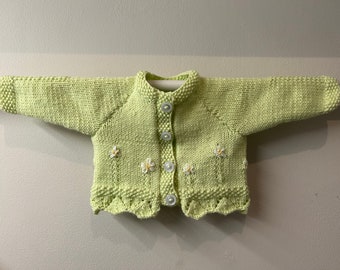 Handmade Soft Knitted and Flower Embroidered Girls Cardigan, Pretty Summer Cardigan, Flower Cardigan