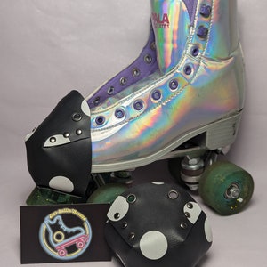 Repurposed Roller Skate Toe Guards - Dotty - Materials sourced from charity shops