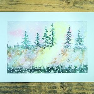 Winter forest landscape Christmas card card set of 6